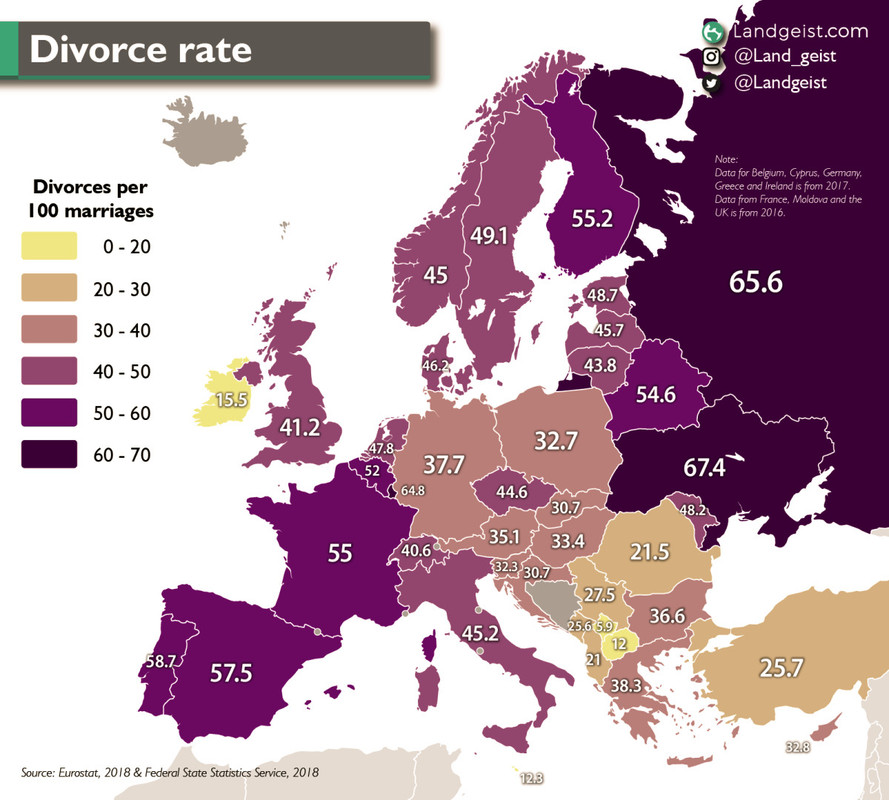 europe divorce rates map