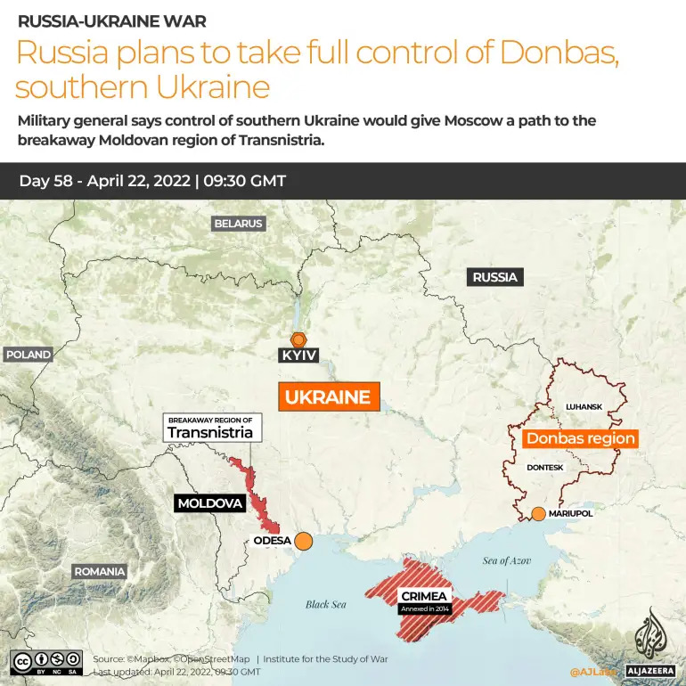 Transnistria that Russia wants as seen on map