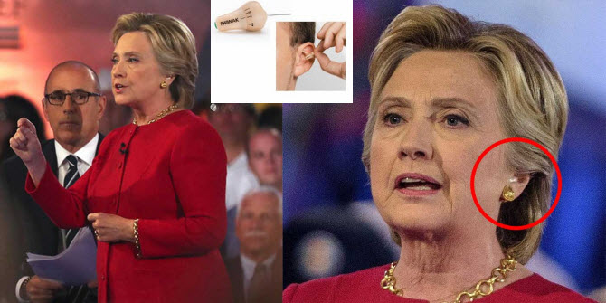 Hillary earpiece during NBC presidential forum