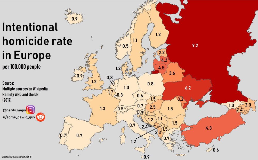 Europe homicide map