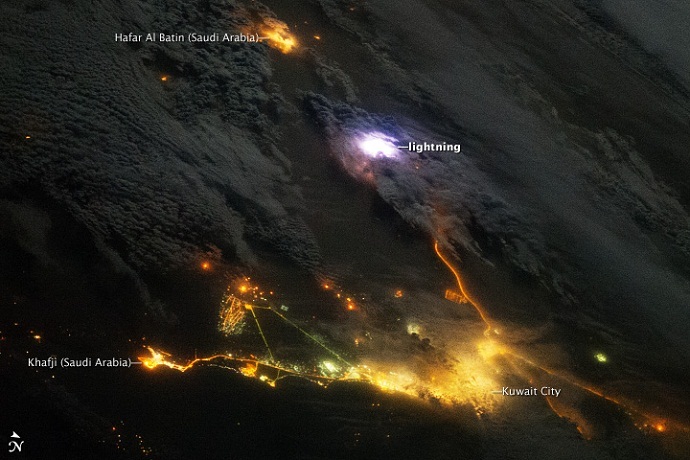 Earth thunderstorms as seen from ISS 2 middle east lightning