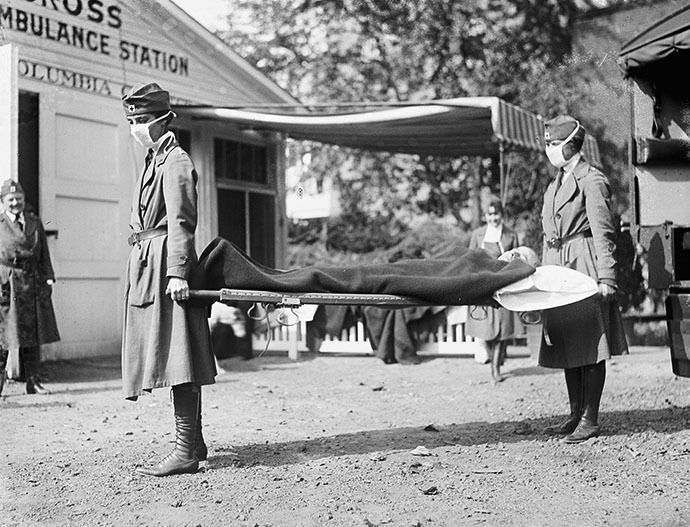 1918 flu outbreak redcrosslittercarriersspanishfluwashingtondc
