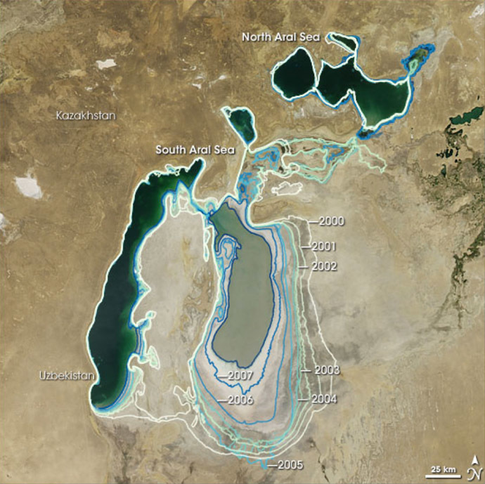 Shocking NASA pics show Aral Sea basin now completely dry 5 3416136