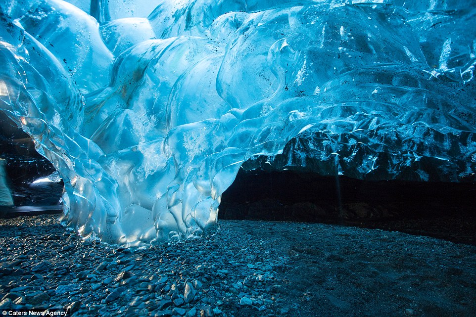 Iceland's Stunning Crystal Cave, Emerald Blue Ice mixed with Volcanic Ash 4 26AA73B700000578 2995579 image a 20 1426414603513