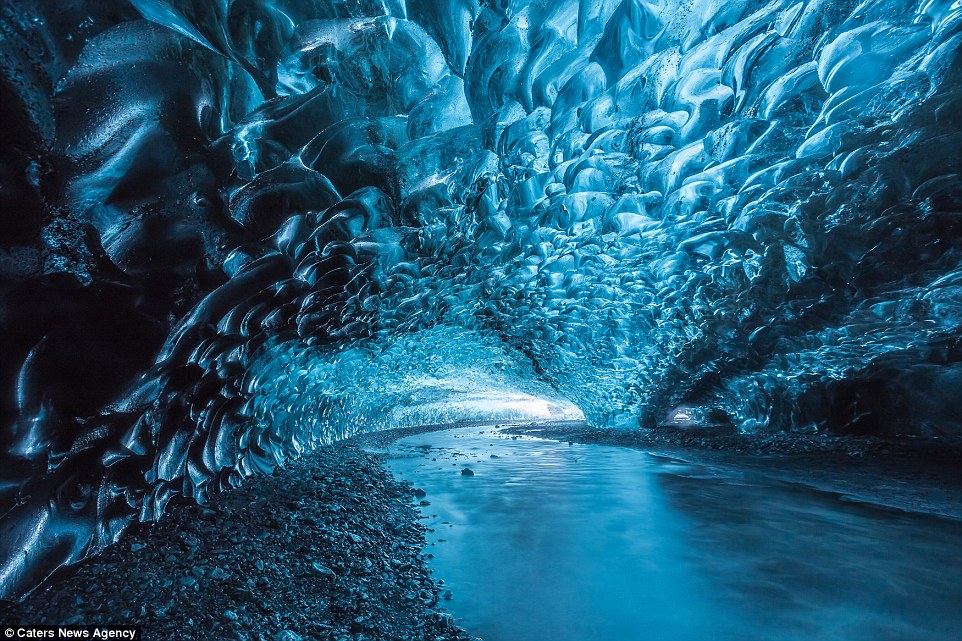 Iceland's Stunning Crystal Cave, Emerald Blue Ice mixed with Volcanic Ash 7 26AA740C00000578 2995579 image a 29 1426414663263