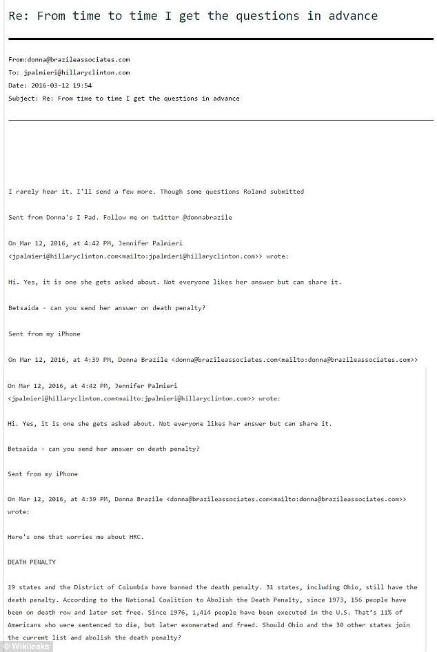 CNN Fired Donna Brazile 2 Weeks Ago, Made It Public Now After Wikileaks Revelation 4 Brazile was on defense earlier this month when this WikiLeak-ed email showed her giving the Clinton campaign a CNN town hall question about the death penalty ahead of time.